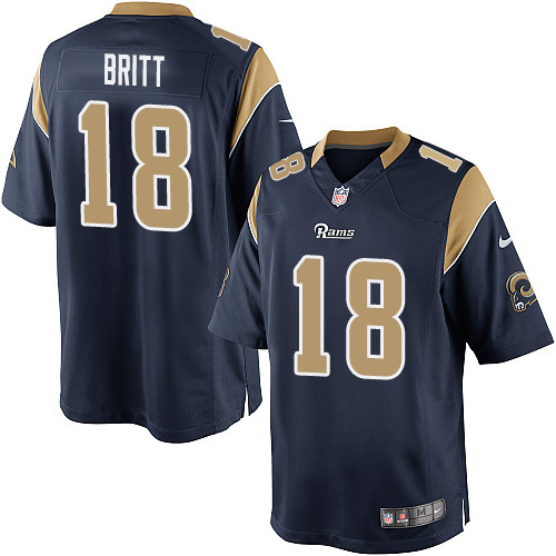 Men's Limited Kenny Britt Nike Jersey Navy Blue Home - #18 NFL Los Angeles Rams